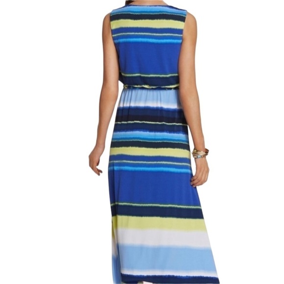 CHICO'S NEW Washed Stripe Kristi Maxi Dress Size Large (Chico's 2) V-Neck Lined - Picture 4 of 14
